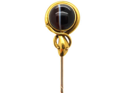 Victorian 18ct Gold and Banded Onyx Snake Tie Pin Victorian 18ct Gold and Banded Onyx Snake Tie Pin