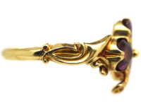 Edwardian 18ct Gold & Almandine Garnet Irish Clover Ring