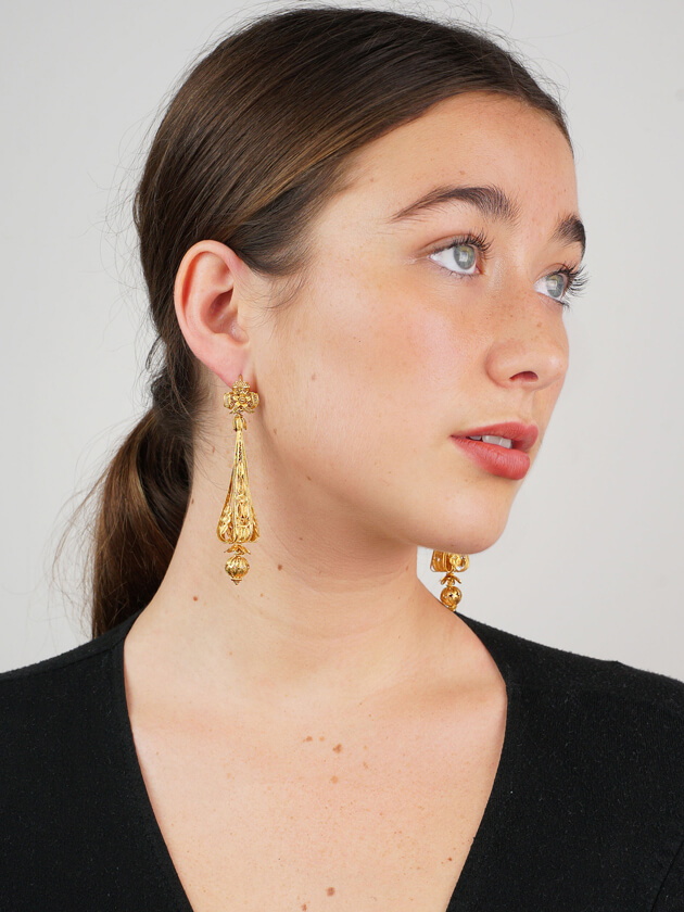 Georgian 18ct Gold Long Drop Earrings