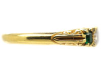 18ct Gold Emerald & Diamond Five Stone Ring made by Mappin & Webb