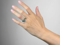 Regency 15ct Gold, Coral & Turquoise Forget me Not Ring