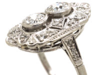 Art Deco Platinum & Diamond Octagonal Shaped Ring