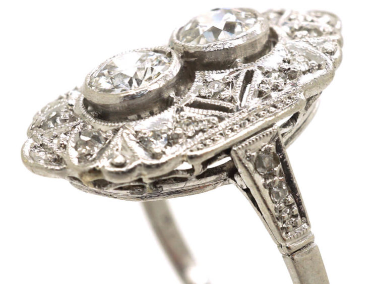 Art Deco Platinum & Diamond Octagonal Shaped Ring