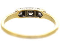Art Deco 14ct Gold & Platinum Three Stone Diamond Ring