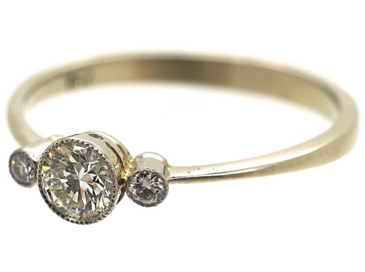 Edwardian 18ct White Gold Three Stone Diamond Ring
