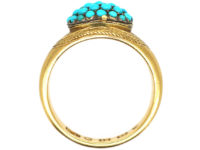 Victorian 18ct Gold Turquoise Cluster Opening Ring