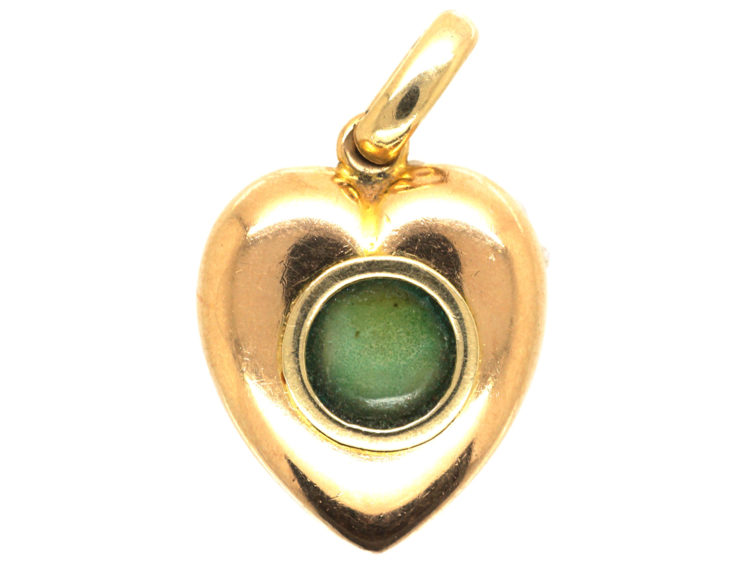 Edwardian 15ct Gold, Natural Split Pearl, Sapphire & Diamond Heart Shaped Pendant