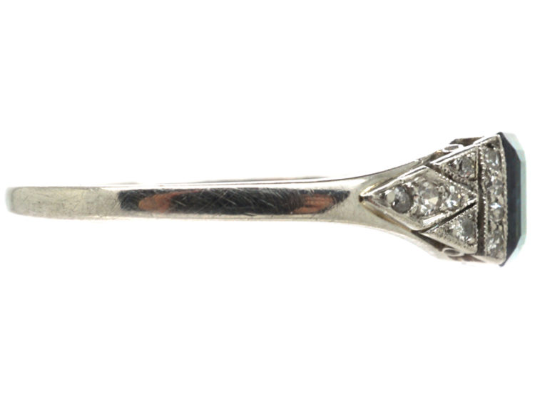 Art Deco Platinum, Sapphire & Diamond Ring