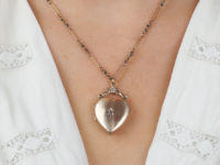 Edwardian 9ct Gold Heart Shaped Locket set with a Rose Diamond