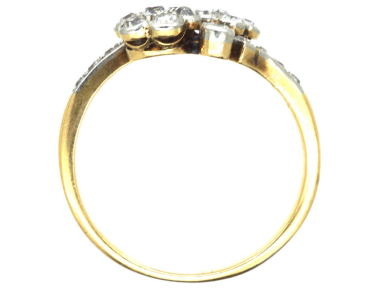 Edwardian 18ct Gold & Platinum Double Cluster Ring