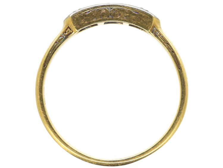 Art Deco 14ct Gold & Platinum Three Stone Diamond Ring