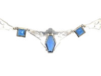 Art Deco Silver, Marcasite & Blue Paste Necklace