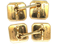 Art Deco 9ct & 18ct Gold Cufflinks set with Mother of Pearl & Sapphires