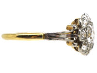 Edwardian 18ct Gold & Platinum Diamond Daisy Cluster Ring