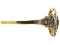 Art Deco Platinum & 18ct Gold, Sapphire & Diamond Cluster Ring
