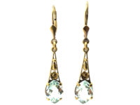 Art Deco 14ct Gold & Aquamarine Drop Earrings
