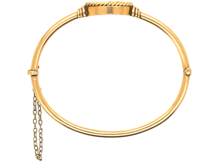 Edwardian 15ct Gold Bangle with Naval Flag Motif