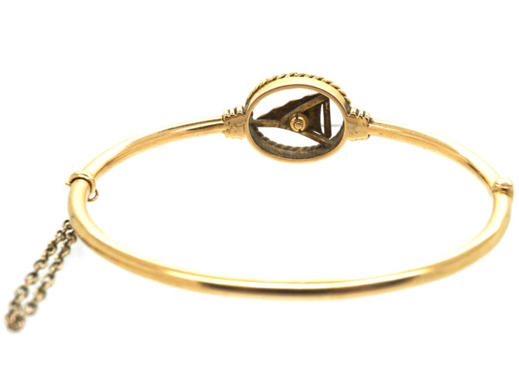 Edwardian 15ct Gold Bangle with Naval Flag Motif
