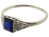 Art Deco Platinum, Sapphire & Diamond Ring