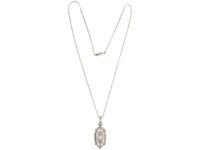Art Deco 14ct White Gold & Diamond Pendant on 14ct White Gold Chain