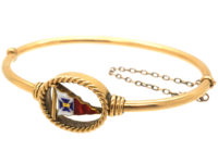 Edwardian 15ct Gold Bangle with Naval Flag Motif