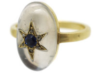 Edwardian 18ct Moonstone, Rose Diamond & Sapphire Ring