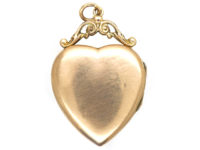 Edwardian 9ct Gold Heart Shaped Locket set with a Rose Diamond
