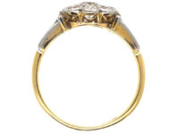 Edwardian 18ct Gold & Platinum Diamond Daisy Cluster Ring