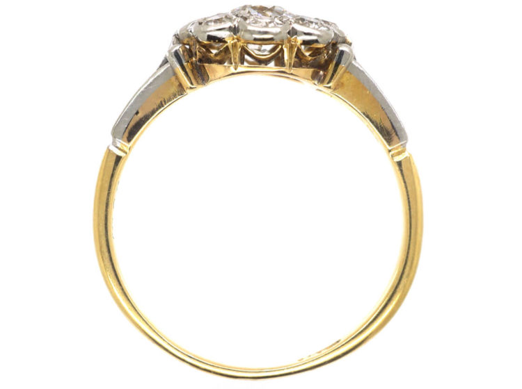 Edwardian 18ct Gold & Platinum Diamond Daisy Cluster Ring