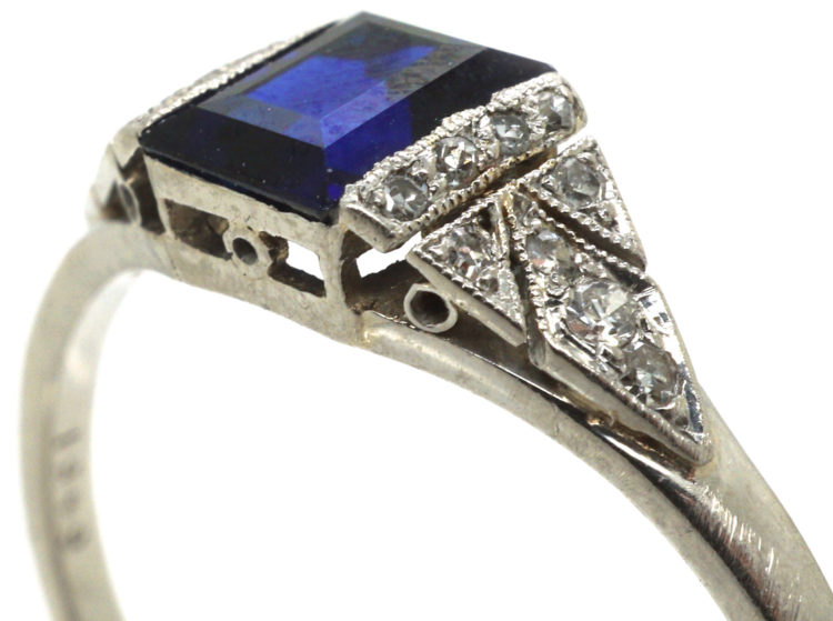 Art Deco Platinum, Sapphire & Diamond Ring