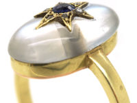 Edwardian 18ct Moonstone, Rose Diamond & Sapphire Ring