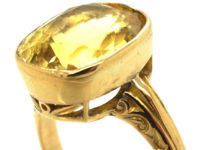 Art Deco 18ct Gold & Large Yellow Sapphire Ring