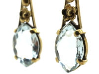 Art Deco 14ct Gold & Aquamarine Drop Earrings