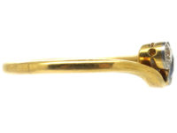 Edwardian 18ct Gold & Platinum, Sapphire & Diamond Crossover Ring