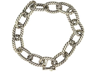 Silver Rope Design Curb Bracelet