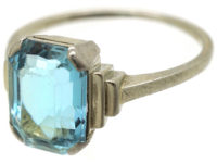 Art Deco 18ct White Gold Aquamarine Ring