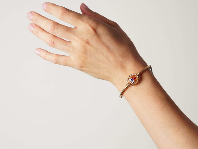 Edwardian 15ct Gold Bangle with Naval Flag Motif