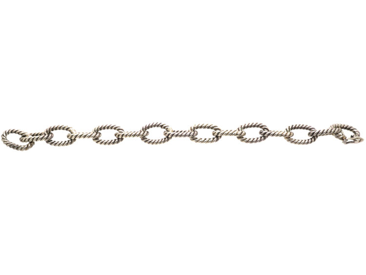 Silver Rope Design Curb Bracelet