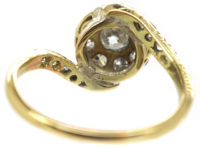 Edwardian 14ct Gold & Diamond Cluster Ring with Scroll Shoulders