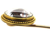 Victorian 18ct Gold Reverse Intaglio Rock Crystal Tie Pin of a Race Horse's Head
