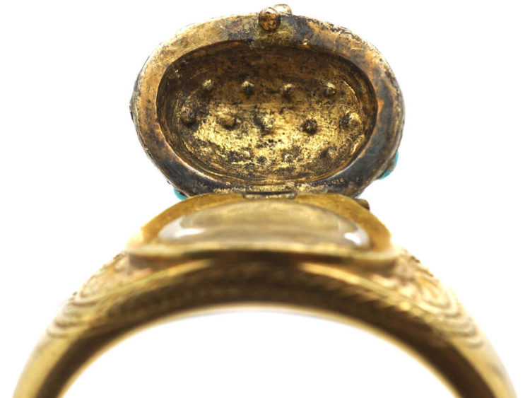 Victorian 18ct Gold Turquoise Cluster Opening Ring