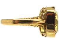 Art Deco 18ct Gold & Large Yellow Sapphire Ring