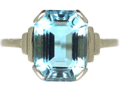 Art Deco 18ct White Gold Aquamarine Ring Art Deco 18ct White Gold Aquamarine Ring