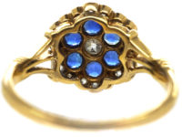 Edwardian 18ct Gold, Diamond & Sapphire Hexagonal Cluster Ring