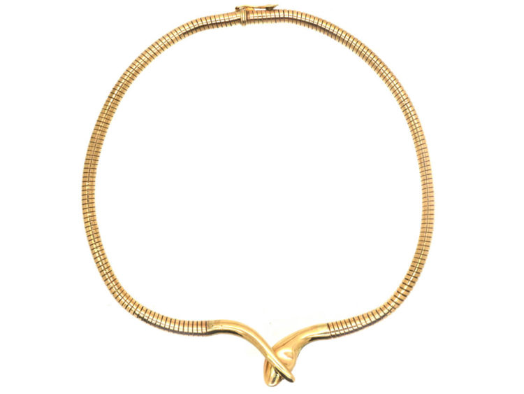 9ct Gold Snake Necklace with Ruby Eyes