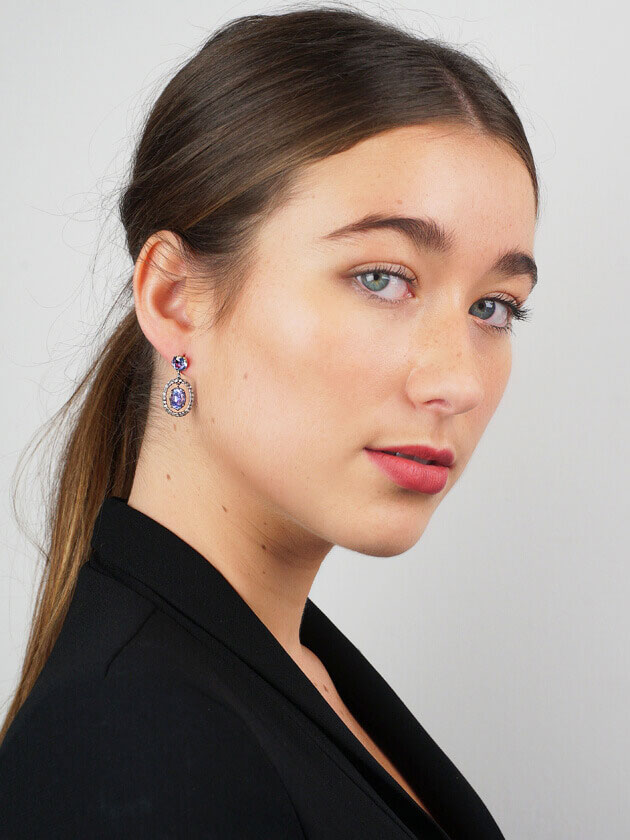 Edwardian Ceylon Sapphire & Rose Diamond Drop Earrings