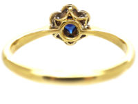 Art Deco 18ct Gold & Platinum, Sapphire & Diamond Cluster Ring