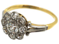 Edwardian 18ct Gold & Platinum Diamond Daisy Cluster Ring
