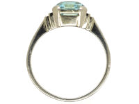 Art Deco 18ct White Gold Aquamarine Ring