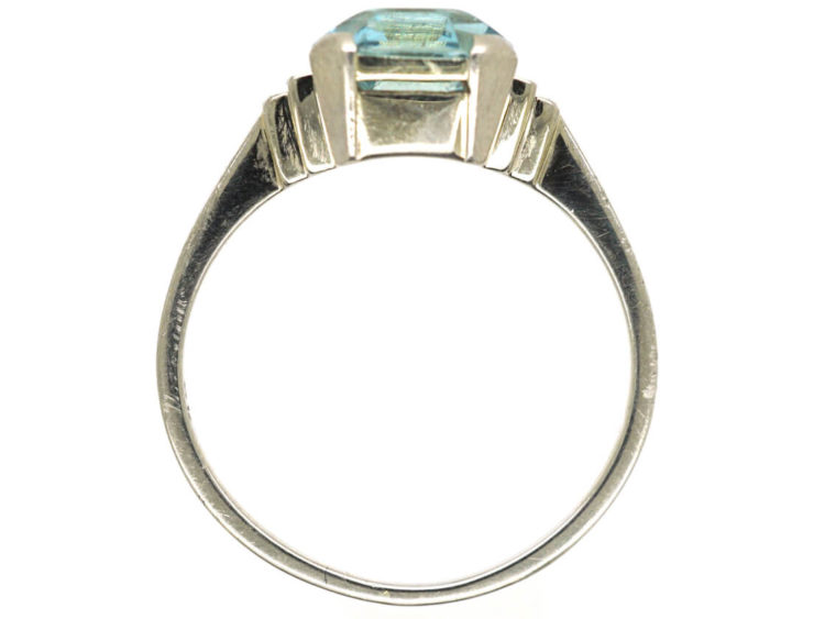 Art Deco 18ct White Gold Aquamarine Ring